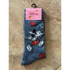 Disney Valentine Mickey Mouse as Cupid Gray Crew Socks Women's Size 6-12
